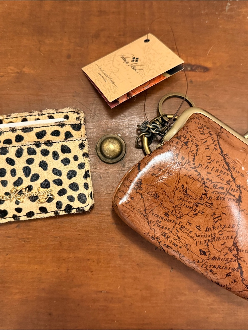 NWT Aimee Kestenberg Leopard Card Sleeve & Patricia Nash Map-Print Coin Pouch